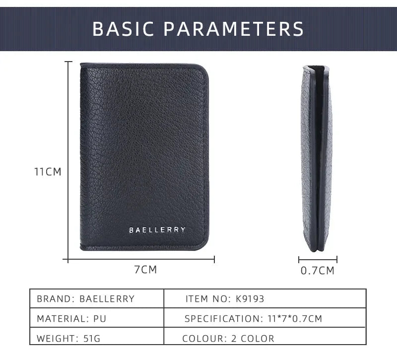 Men's Leather Card Wallet Minimalist Small Thin Purse Soft Slim Mini Credit Card Bank ID Card Holder Wallet for Men
