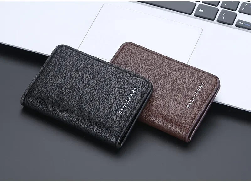 Men's Leather Card Wallet Minimalist Small Thin Purse Soft Slim Mini Credit Card Bank ID Card Holder Wallet for Men