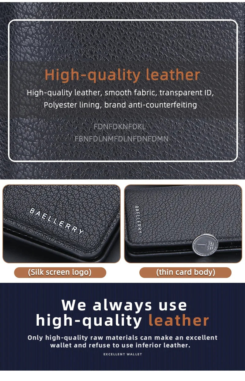Men's Leather Card Wallet Minimalist Small Thin Purse Soft Slim Mini Credit Card Bank ID Card Holder Wallet for Men