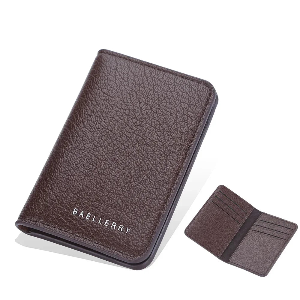 Men's Leather Card Wallet Minimalist Small Thin Purse Soft Slim Mini Credit Card Bank ID Card Holder Wallet for Men
