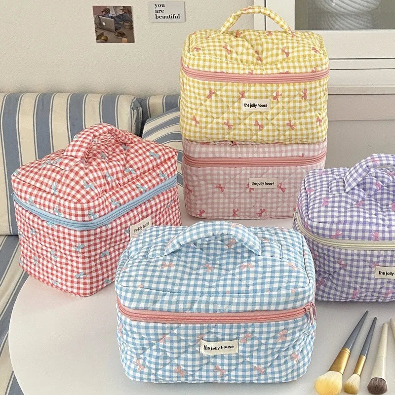 Cute Bow Cotton Makeup Bag