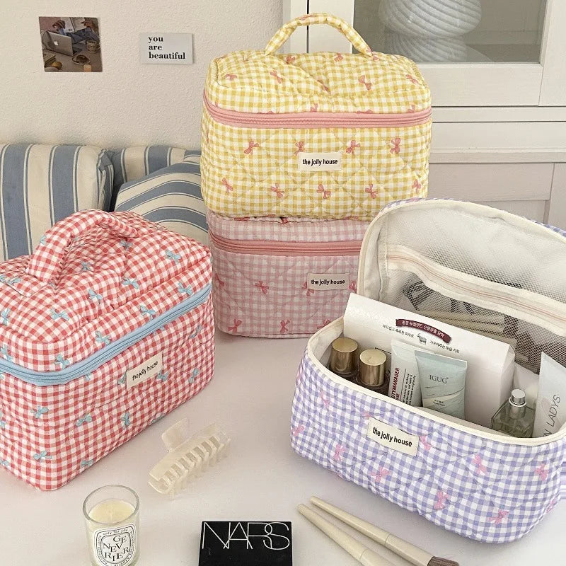 Cute Bow Cotton Makeup Bag