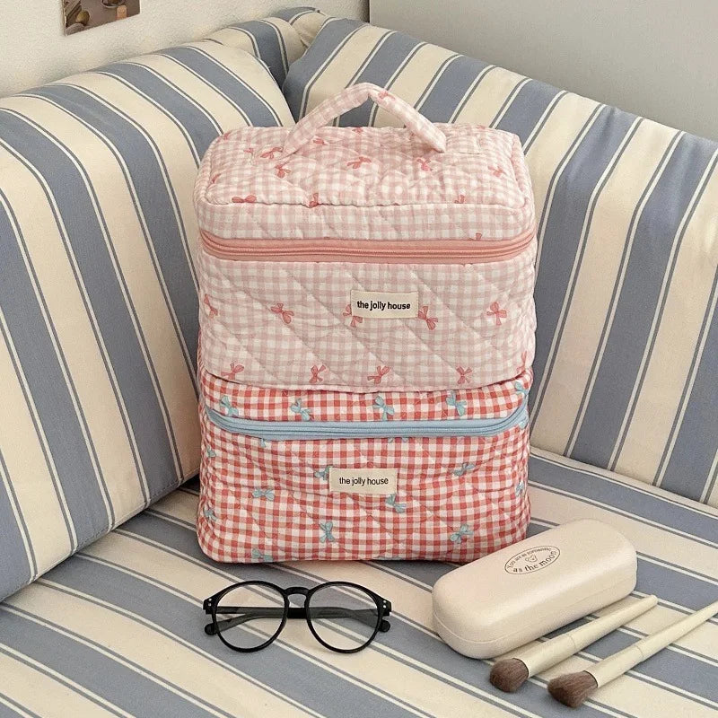 Cute Bow Cotton Makeup Bag