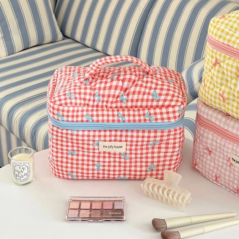Cute Bow Cotton Makeup Bag