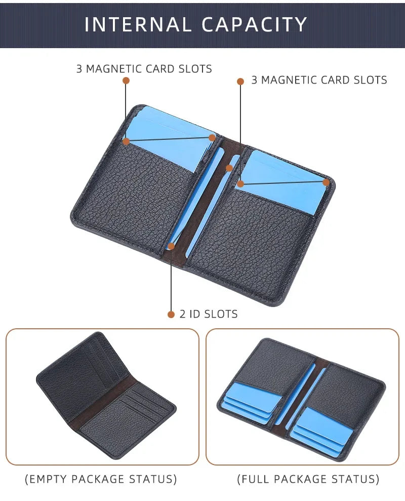 Men's Leather Card Wallet Minimalist Small Thin Purse Soft Slim Mini Credit Card Bank ID Card Holder Wallet for Men