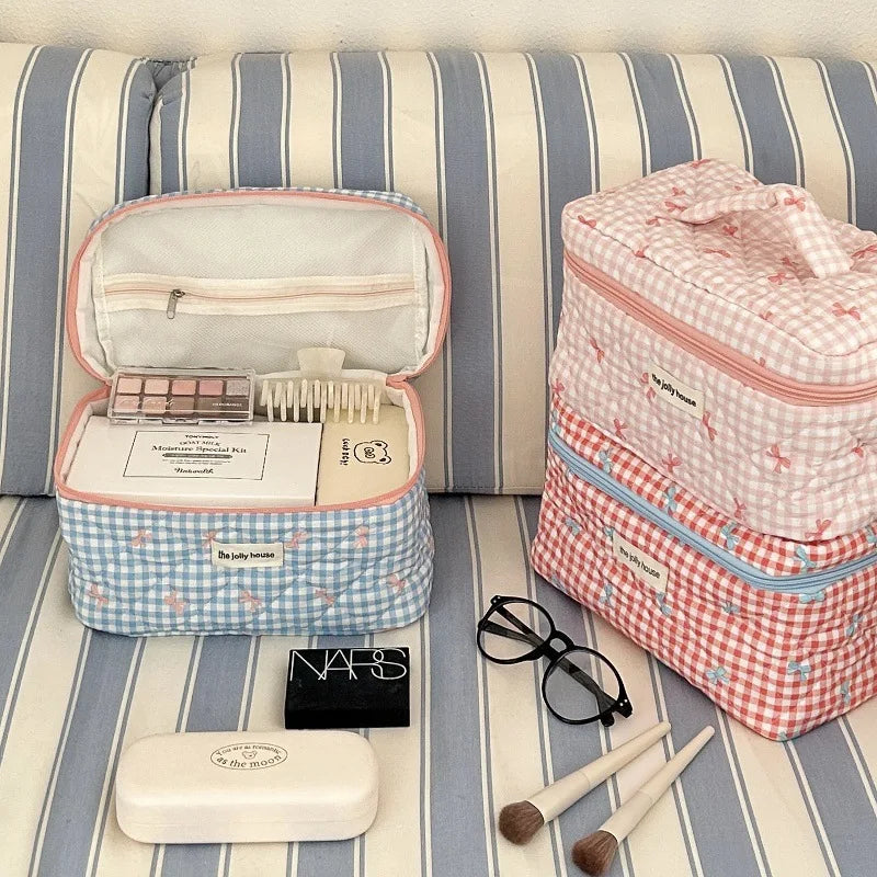 Cute Bow Cotton Makeup Bag