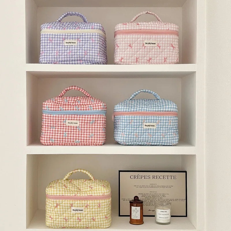 Cute Bow Cotton Makeup Bag