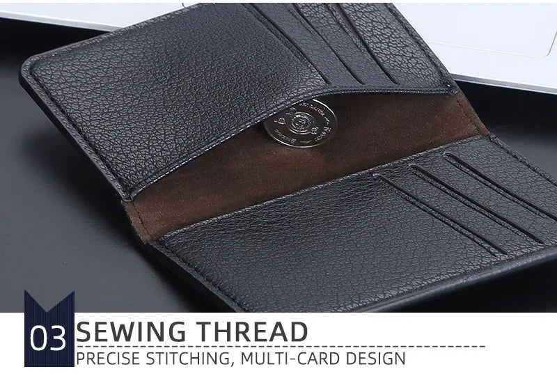Men's Leather Card Wallet Minimalist Small Thin Purse Soft Slim Mini Credit Card Bank ID Card Holder Wallet for Men