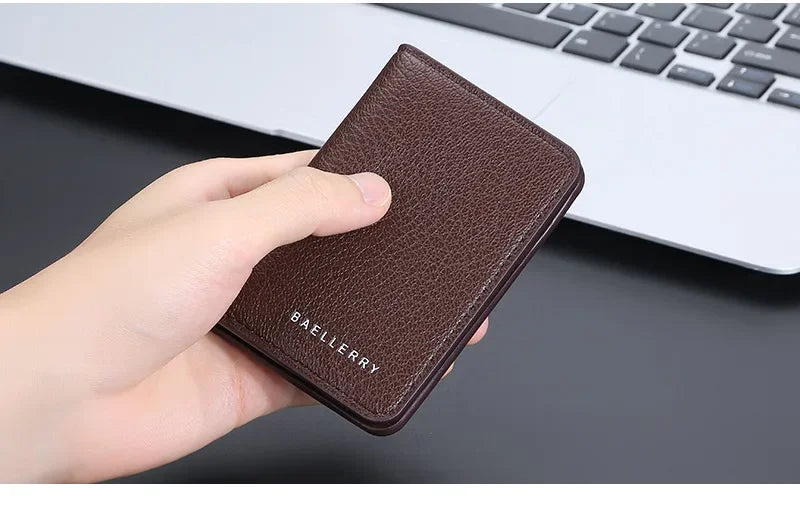 Men's Leather Card Wallet Minimalist Small Thin Purse Soft Slim Mini Credit Card Bank ID Card Holder Wallet for Men