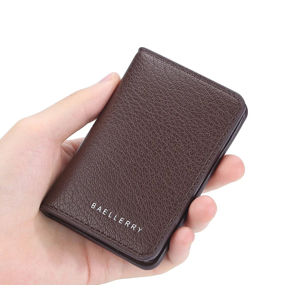 Men's Leather Card Wallet Minimalist Small Thin Purse Soft Slim Mini Credit Card Bank ID Card Holder Wallet for Men