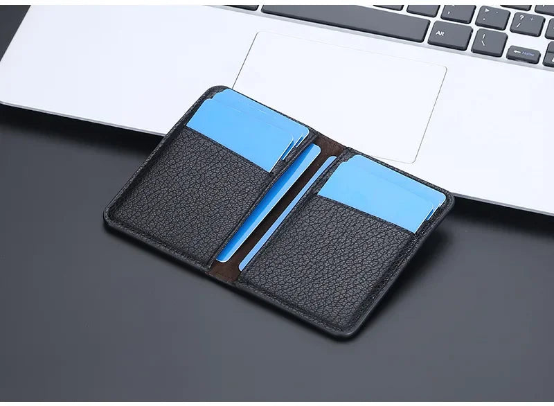 Men's Leather Card Wallet Minimalist Small Thin Purse Soft Slim Mini Credit Card Bank ID Card Holder Wallet for Men