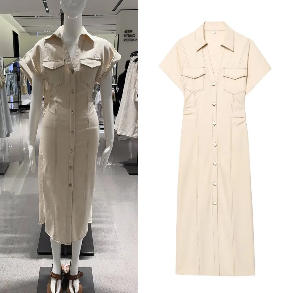 ETJ 2025 Summer Elegant Denim Midi Dress