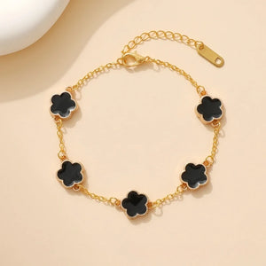 Lucky Clover Women's Hand Bracelets Double Sided Flowers Jewellery Gifts Stainless Steel Bracelet Gold Plated Bracelets Man