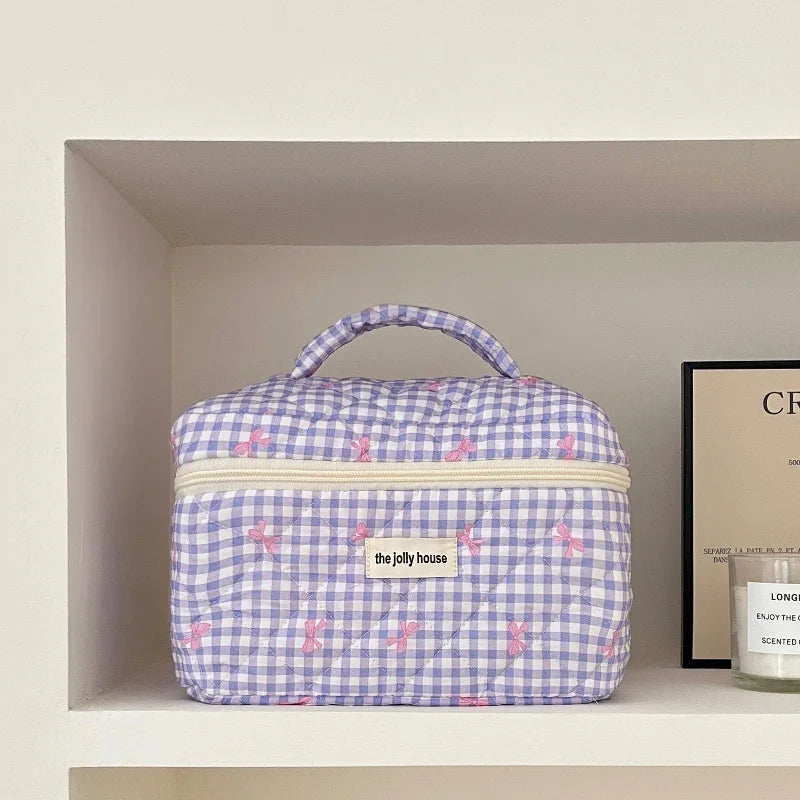 Cute Bow Cotton Makeup Bag
