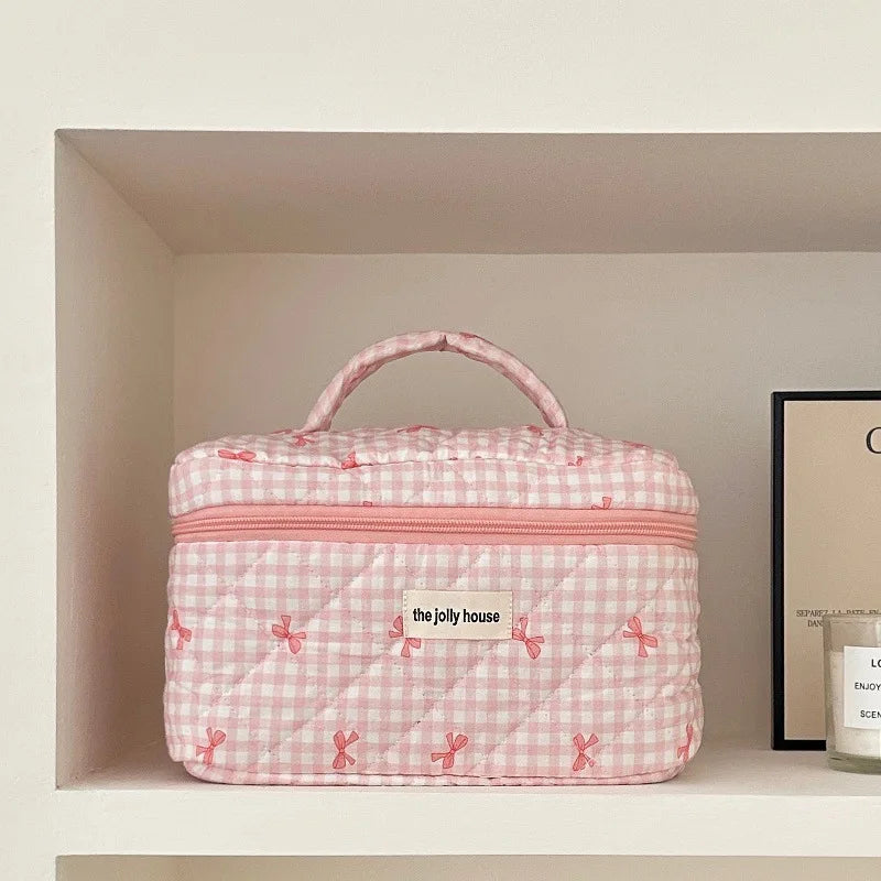 Cute Bow Cotton Makeup Bag