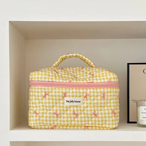 Cute Bow Cotton Makeup Bag