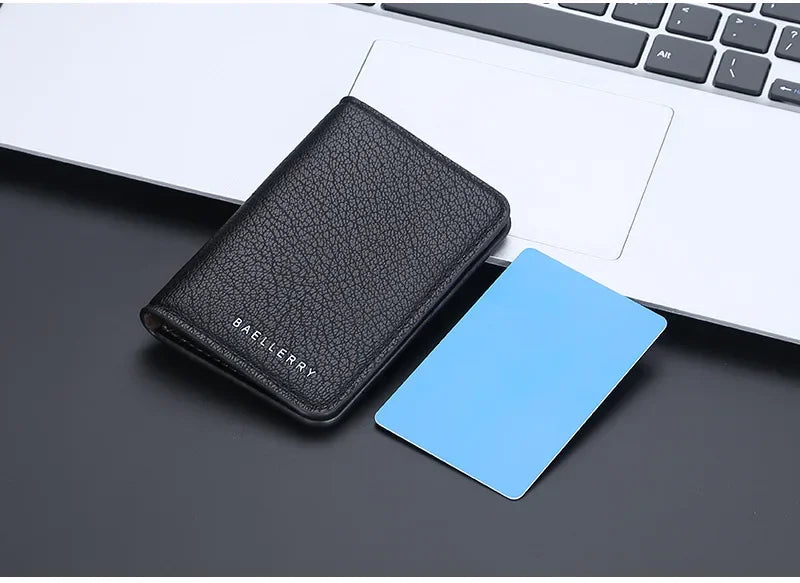 Men's Leather Card Wallet Minimalist Small Thin Purse Soft Slim Mini Credit Card Bank ID Card Holder Wallet for Men