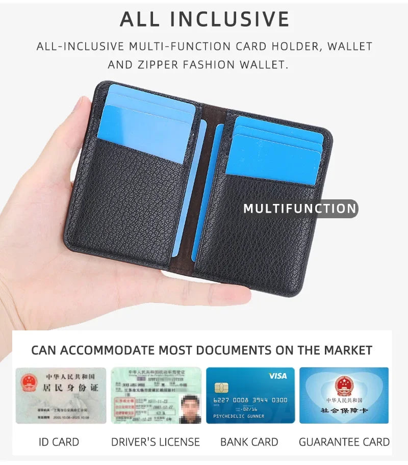 Men's Leather Card Wallet Minimalist Small Thin Purse Soft Slim Mini Credit Card Bank ID Card Holder Wallet for Men